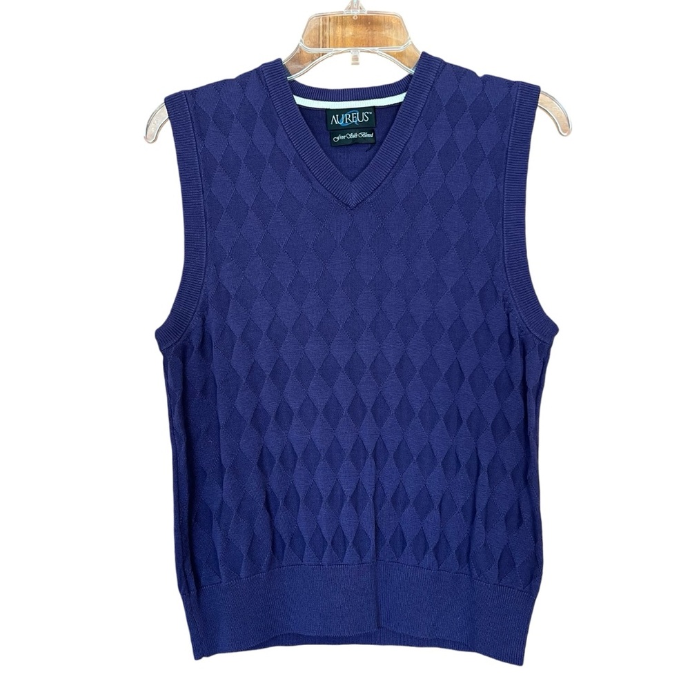 Aureus Purple Silk Blend Diamond Pattern Sweater Vest Women's Size Medium